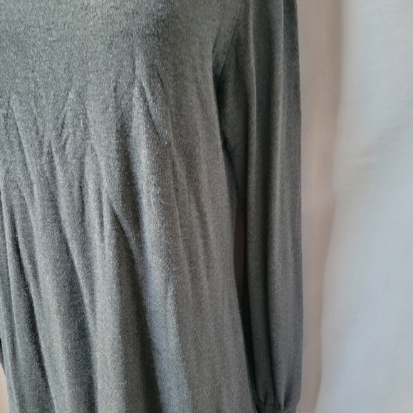 Encircled Comfy Puff Sleeve Mock Neck Dress Gray L - Picture 10 of 16